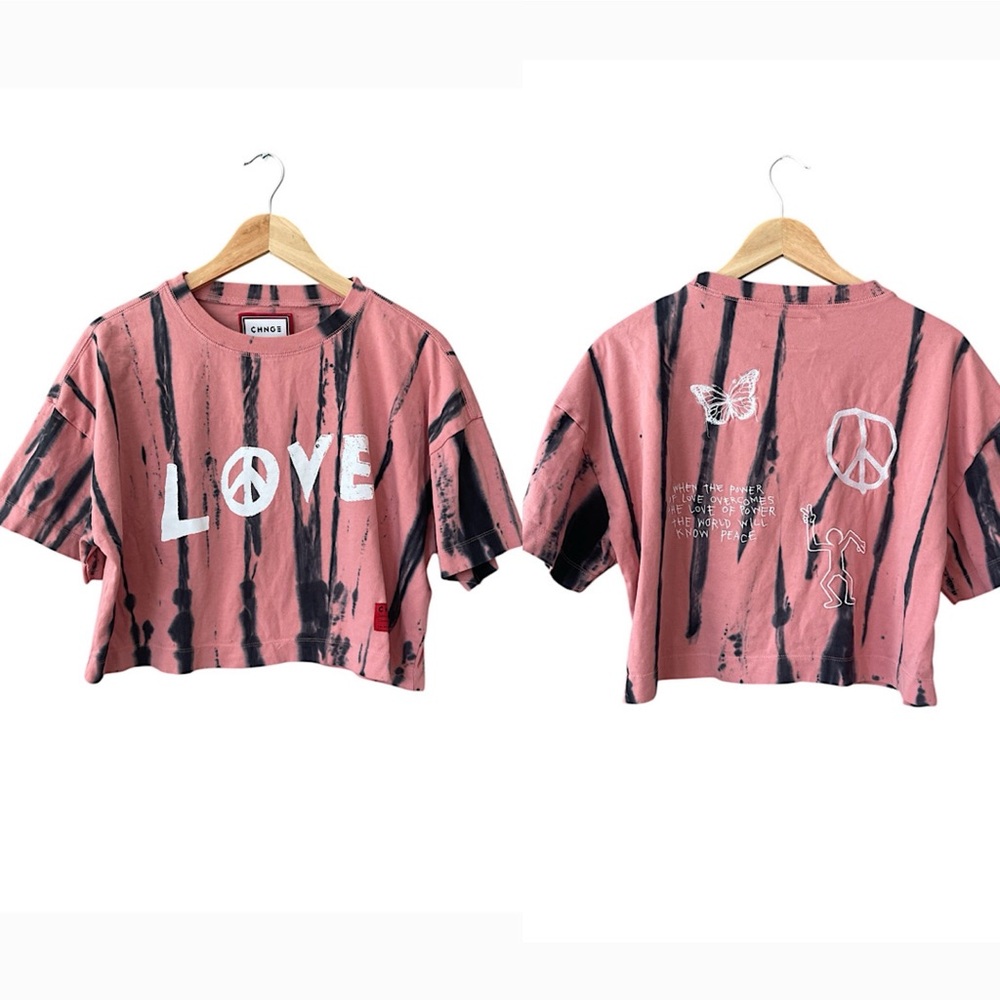 CHNGE Pink and Black Tie-Dye Love Tee